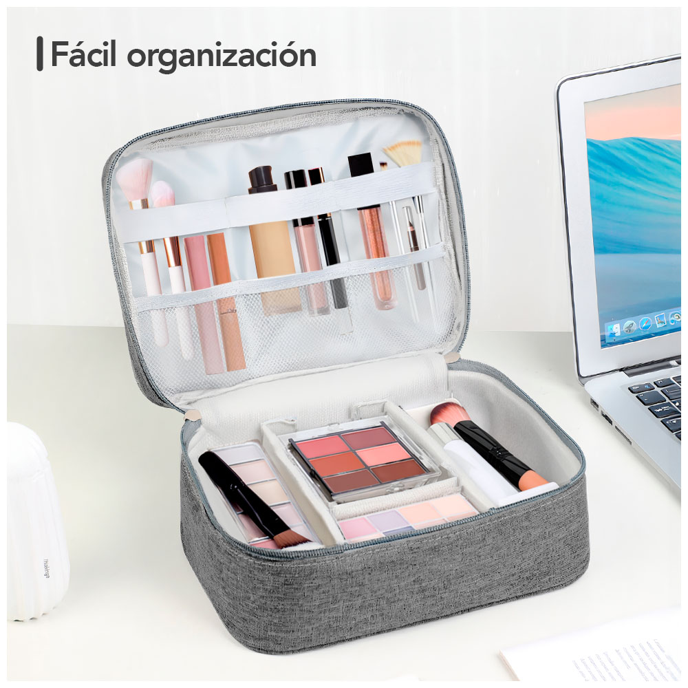 NECESER DE MAQUILLAJE COSMÉTICOS PORTÁTIL PLOMO BW1 - 5