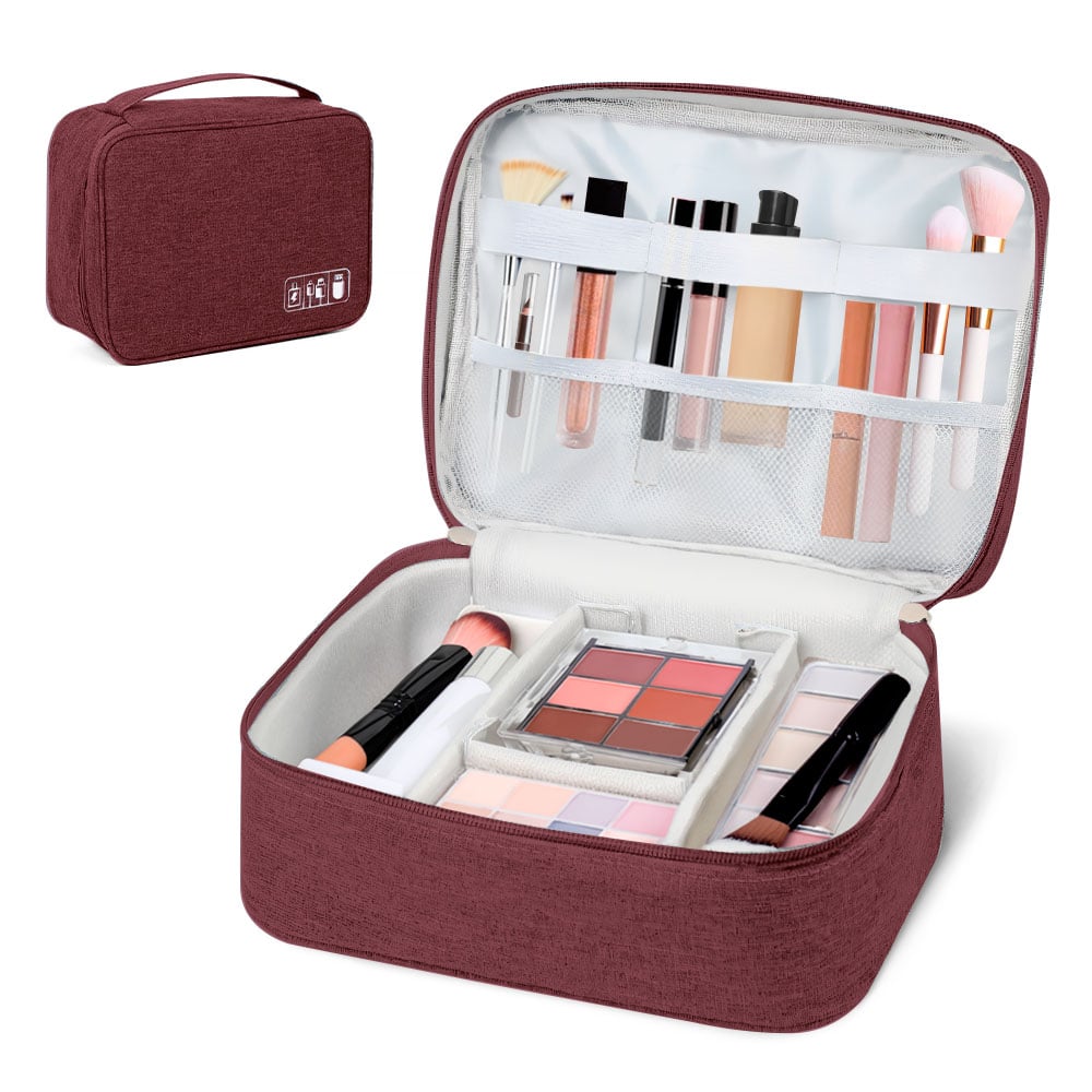 NECESER DE MAQUILLAJE COSMÉTICOS PORTÁTIL GUINDA BW1 - 1