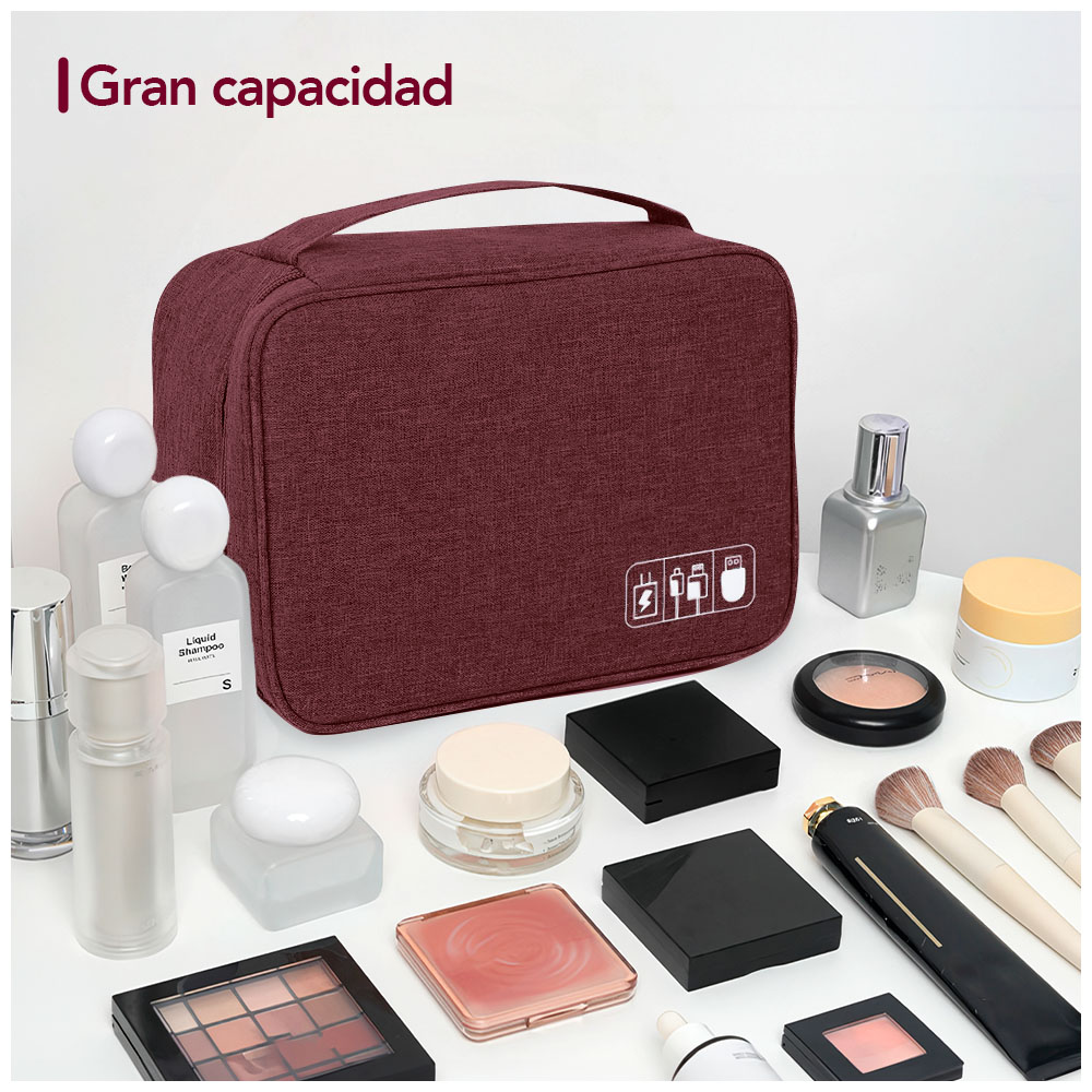 NECESER DE MAQUILLAJE COSMÉTICOS PORTÁTIL GUINDA BW1 - 2