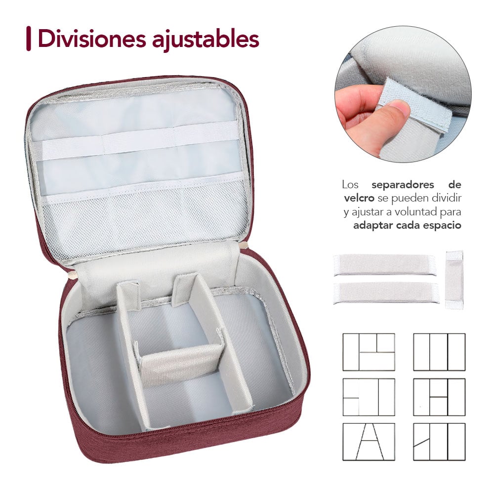 NECESER DE MAQUILLAJE COSMÉTICOS PORTÁTIL GUINDA BW1 - 3