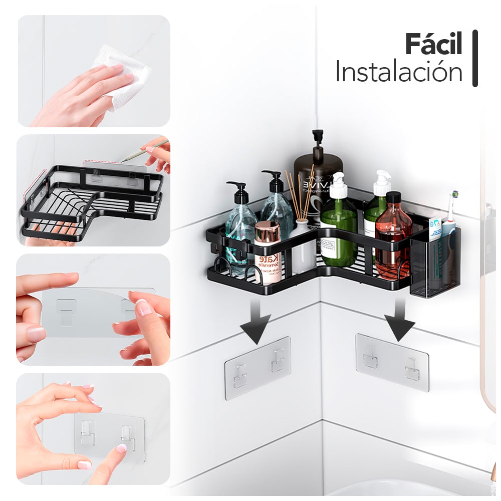 SET DE 2 ESQUINEROS PARA BAÑO CON ADHESIVO JL9 - 4
