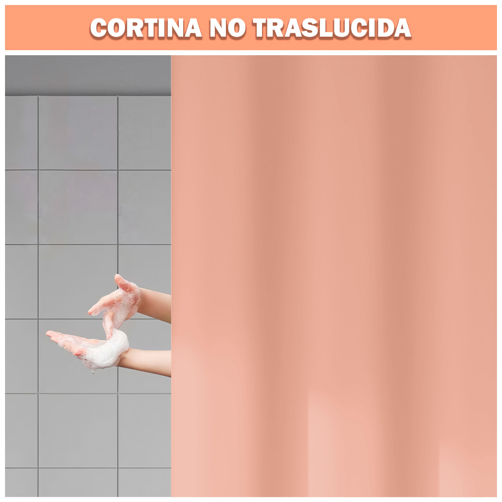 CORTINA DE BAÑO MODERNA IMPERMEABLE ACCESORIO PARA DUCHA U11 MELÓN - 2