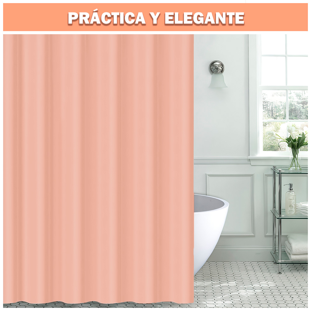 CORTINA DE BAÑO MODERNA IMPERMEABLE ACCESORIO PARA DUCHA U11 MELÓN - 4