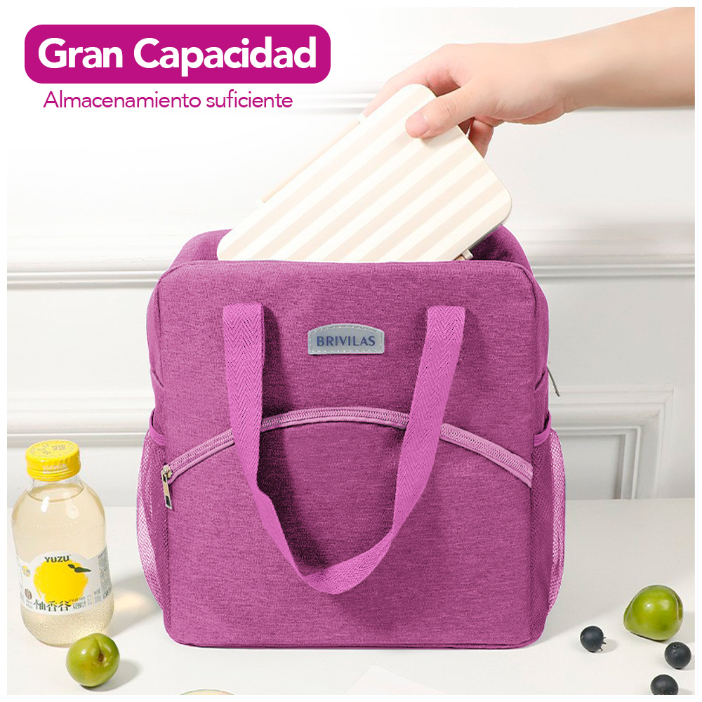 LONCHERA TÉRMICA PARA COMIDA Y ALIMENTOS IMPERMEABLE ROSADO R33 - 2