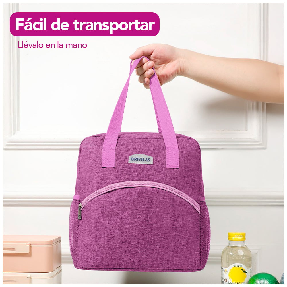 LONCHERA TÉRMICA PARA COMIDA Y ALIMENTOS IMPERMEABLE ROSADO R33 - 3