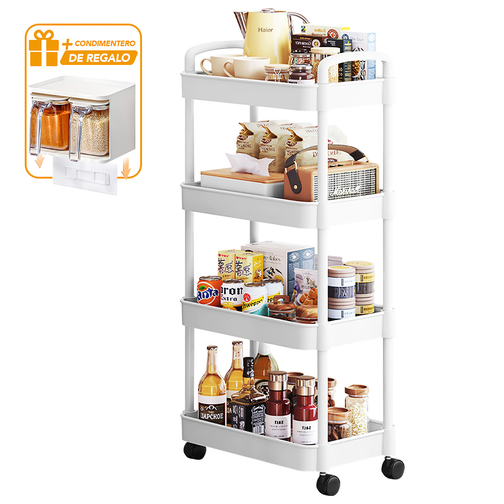 CARRITO ORGANIZADOR 4 NIVELES PARA COCINA JK4 Y CONDIMENTERO COLGANTE BG F48 - 1