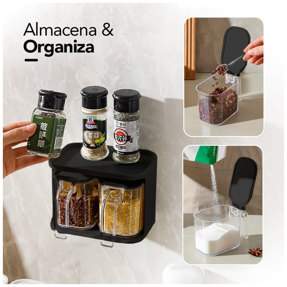 CARRITO ORGANIZADOR 3 NIVELES PARA COCINA JK3 Y CONDIMENTERO COLGANTE NG F48 - 3