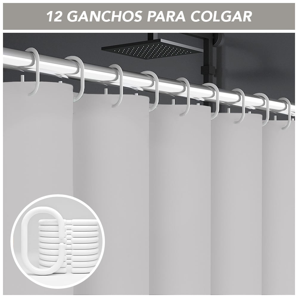 CORTINA DE BAÑO MODERNA IMPERMEABLE ACCESORIO PARA DUCHA BEIGE U11 - 4