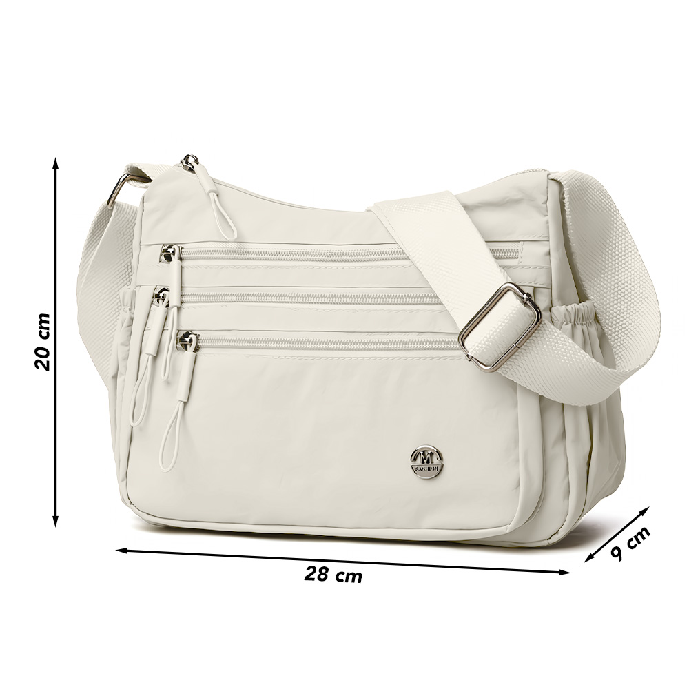 MORRAL PARA MUJER CON CORREA AJUSTABLE Y MÚLTIPLES BOLSILLOS BEIGE BP3 - 6