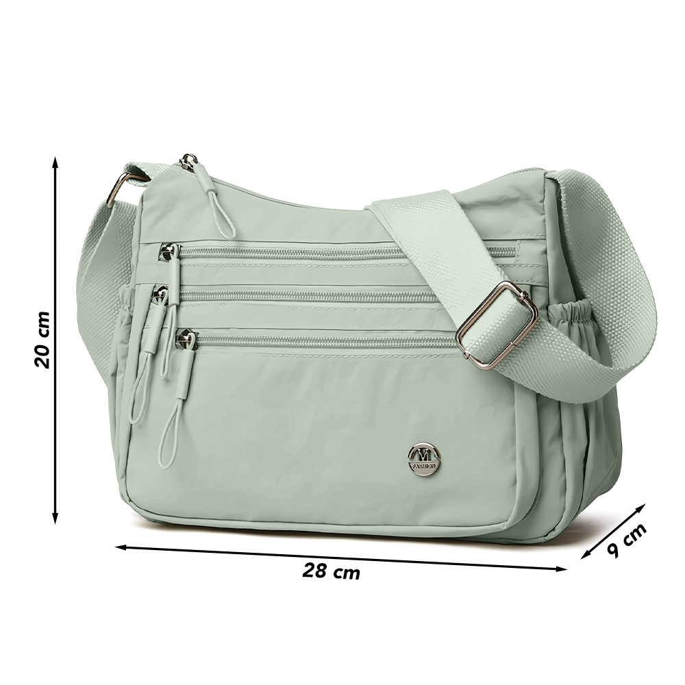 MORRAL PARA MUJER CON CORREA AJUSTABLE Y MÚLTIPLES BOLSILLOS VERDE BP3 - 6