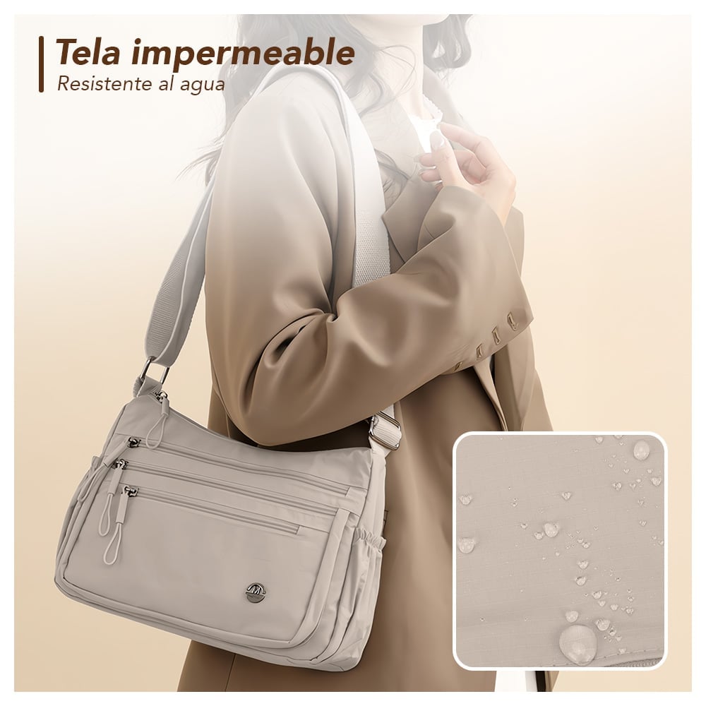 MORRAL PARA MUJER CON CORREA AJUSTABLE Y MÚLTIPLES BOLSILLOS CAMEL BP3 - 2