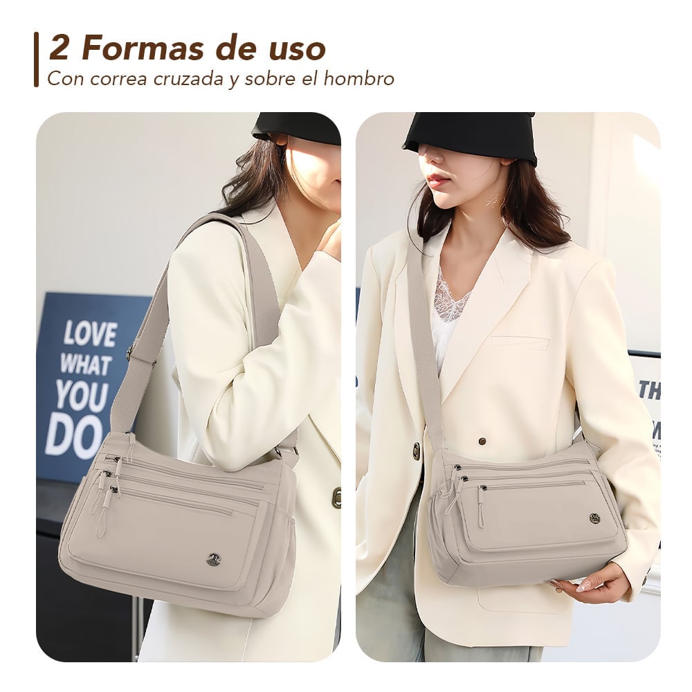 MORRAL PARA MUJER CON CORREA AJUSTABLE Y MÚLTIPLES BOLSILLOS CAMEL BP3 - 3