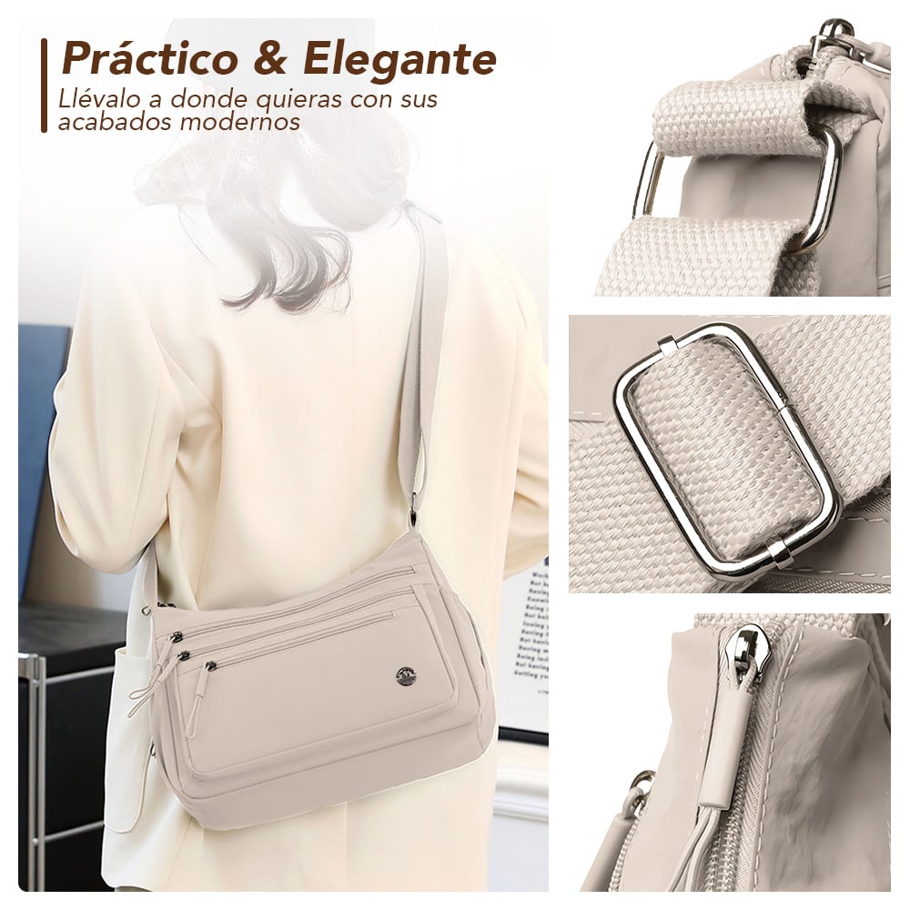 MORRAL PARA MUJER CON CORREA AJUSTABLE Y MÚLTIPLES BOLSILLOS CAMEL BP3 - 5