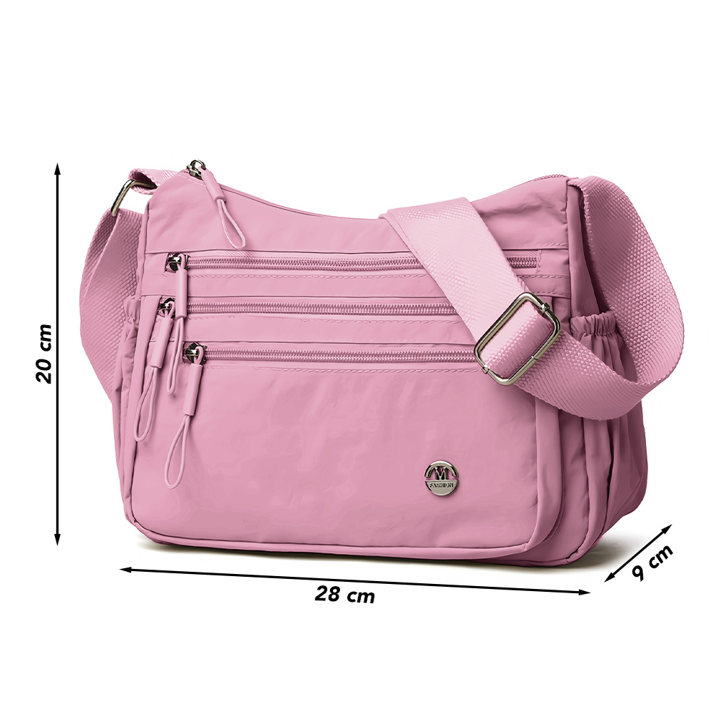 MORRAL PARA MUJER CON CORREA AJUSTABLE Y MÚLTIPLES BOLSILLOS ROSADO BP3 - 6