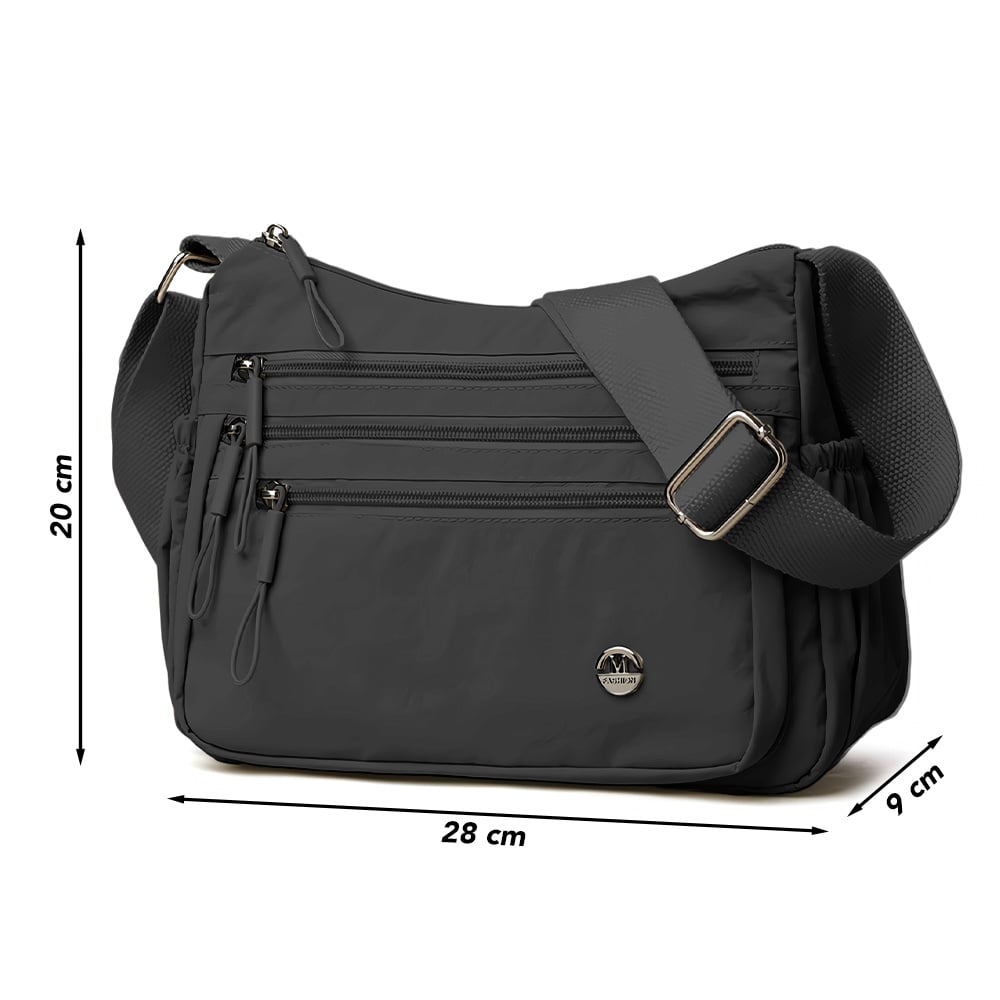 MORRAL PARA MUJER CON CORREA AJUSTABLE Y MÚLTIPLES BOLSILLOS NEGRO BP3 - 6