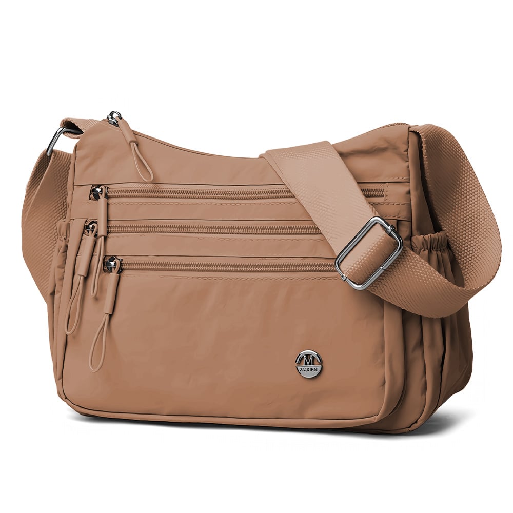 MORRAL PARA MUJER CON CORREA AJUSTABLE Y MÚLTIPLES BOLSILLOS MARRÓN BP3 - 1