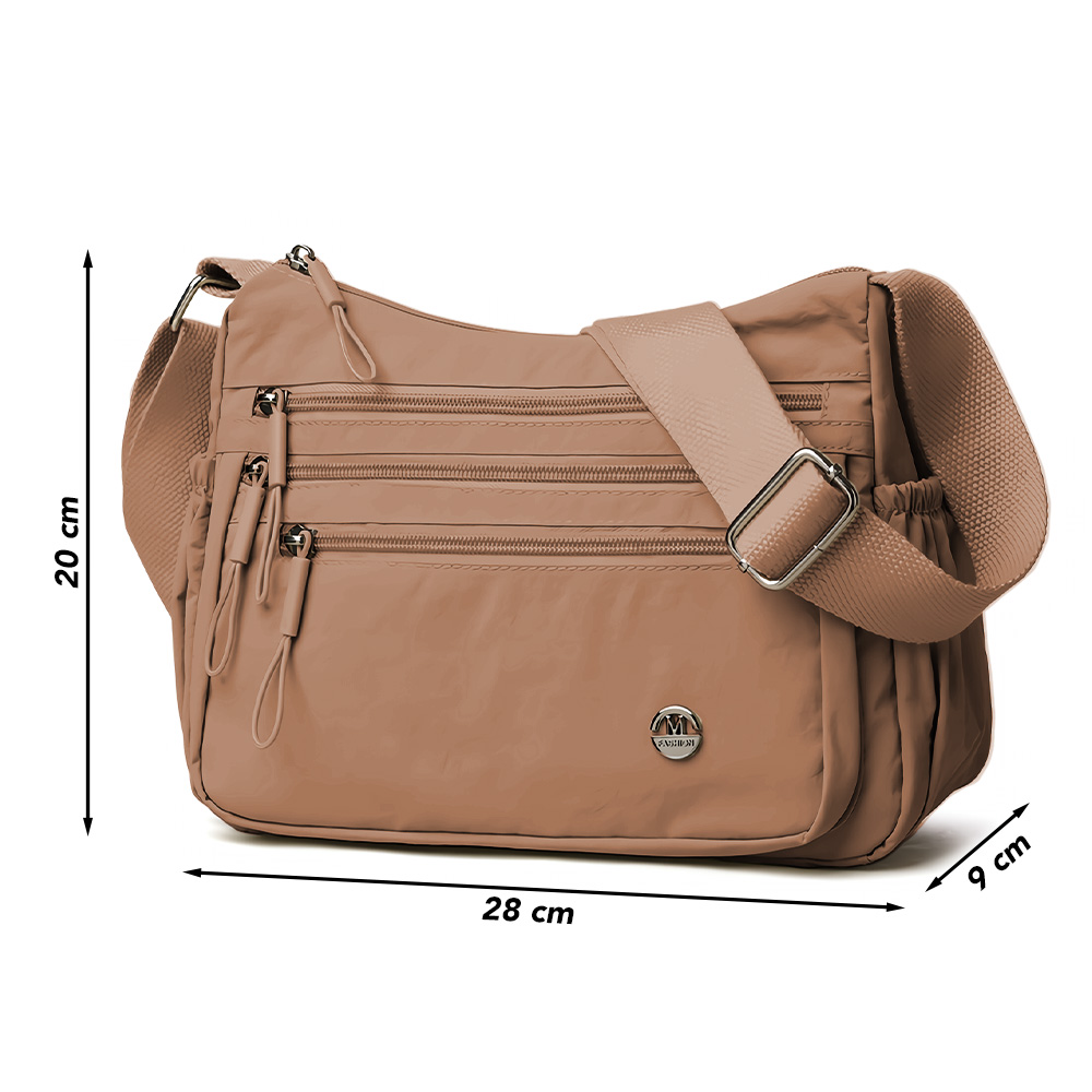MORRAL PARA MUJER CON CORREA AJUSTABLE Y MÚLTIPLES BOLSILLOS MARRÓN BP3 - 6