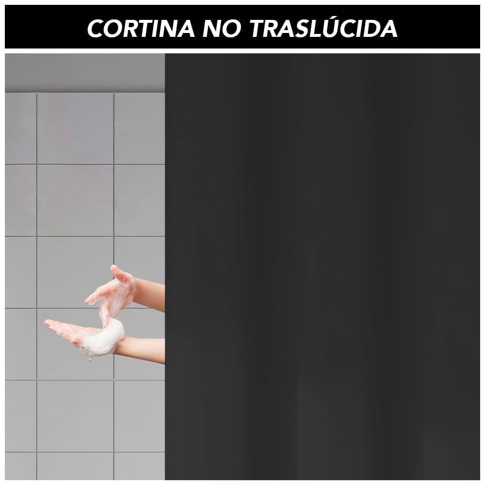 CORTINA DE BAÑO MODERNA IMPERMEABLE ACCESORIO PARA DUCHA NEGRO U11 - 3