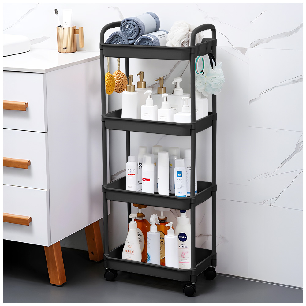 CARRITO ORGANIZADOR 4 NIVELES CON RUEDAS Y COLGADORES PARA BAÑO NG C78 - 1