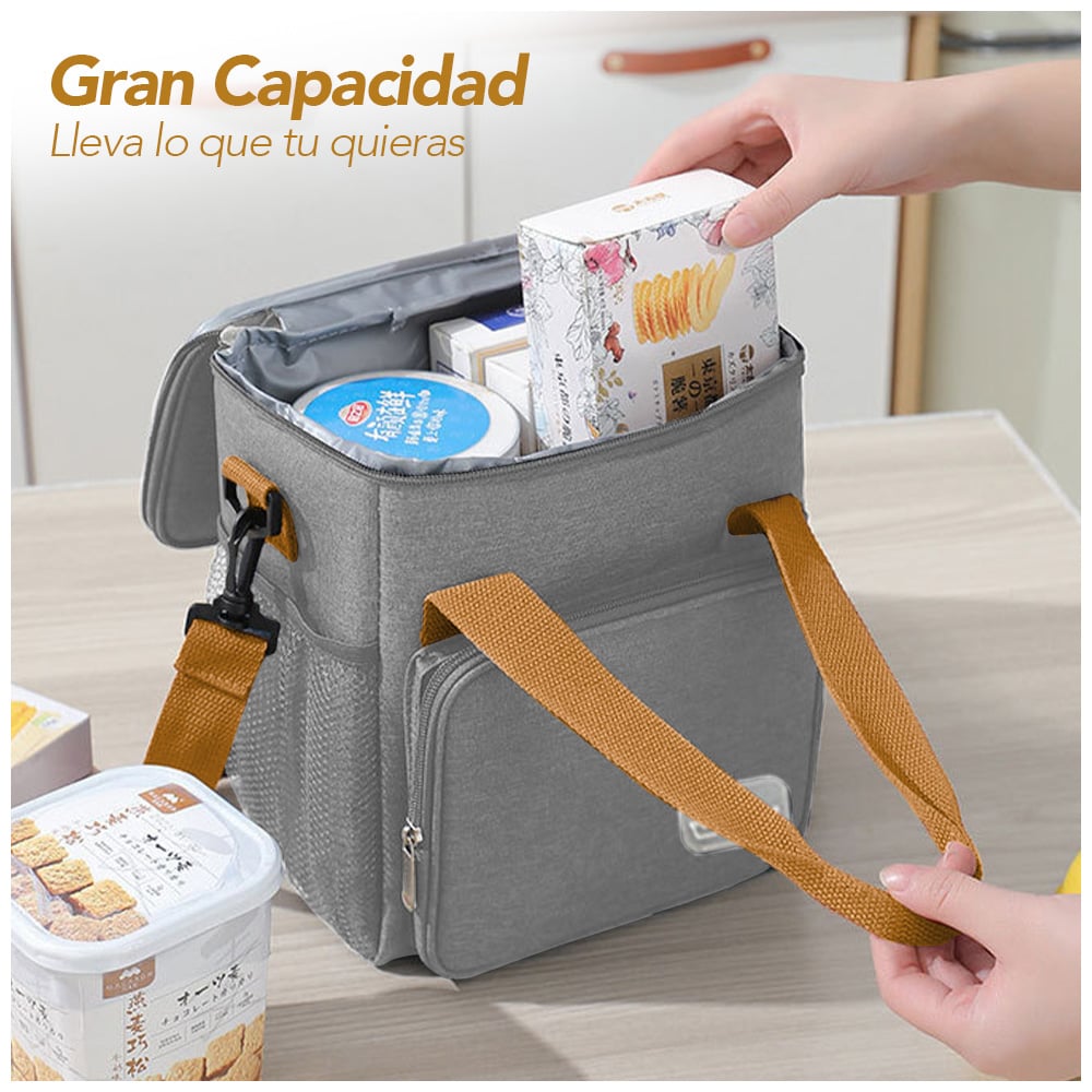 LONCHERA TÉRMICA IMPERMEABLE CON CORREA PLOMO X57 - 2