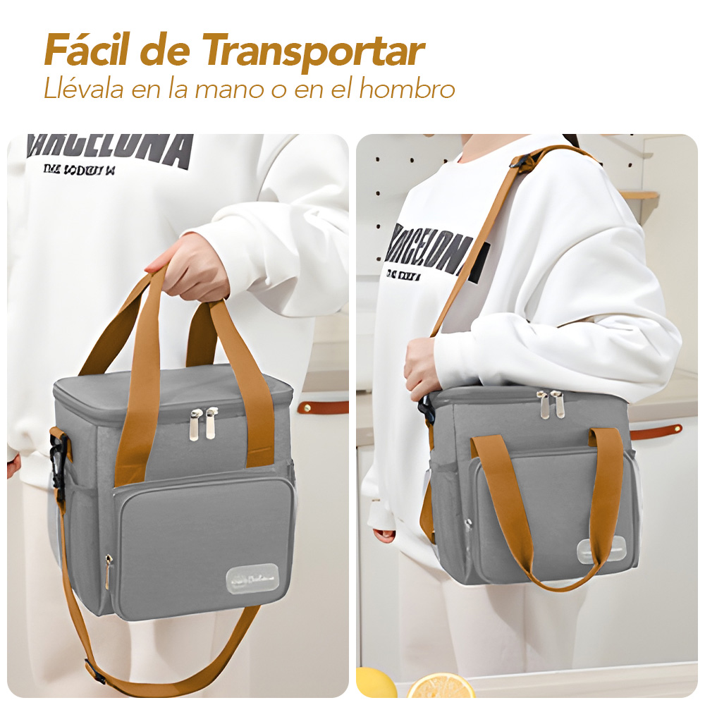 LONCHERA TÉRMICA IMPERMEABLE CON CORREA PLOMO X57 - 3
