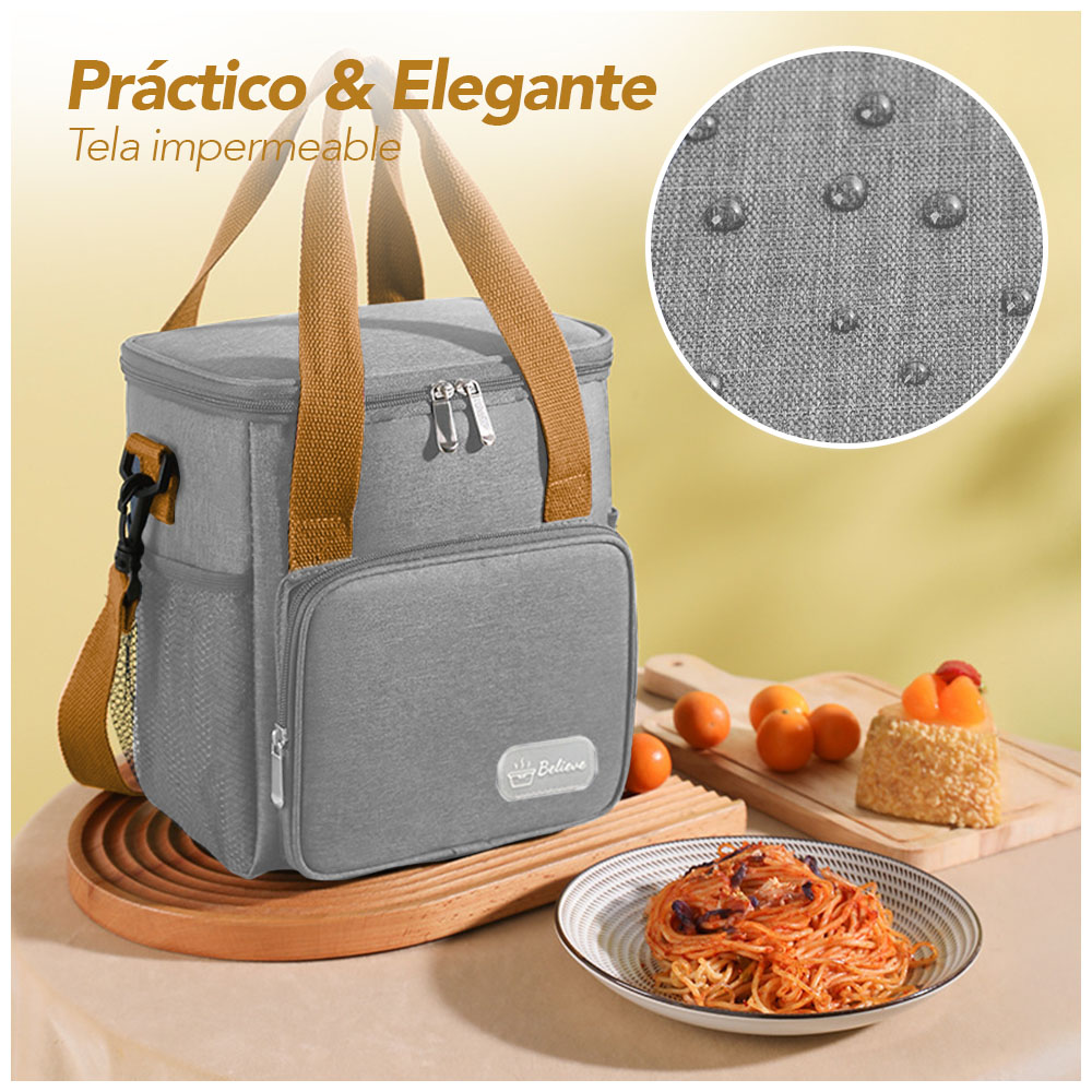 LONCHERA TÉRMICA IMPERMEABLE CON CORREA PLOMO X57 - 4