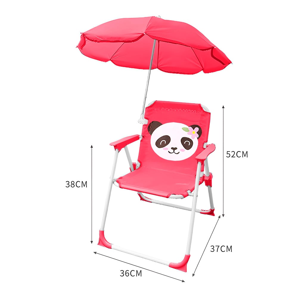 SILLA PARA NIÑOS PLEGABLE CON SOMBRILLA DISEÑO PANDA FUCSIA XC6 - 6