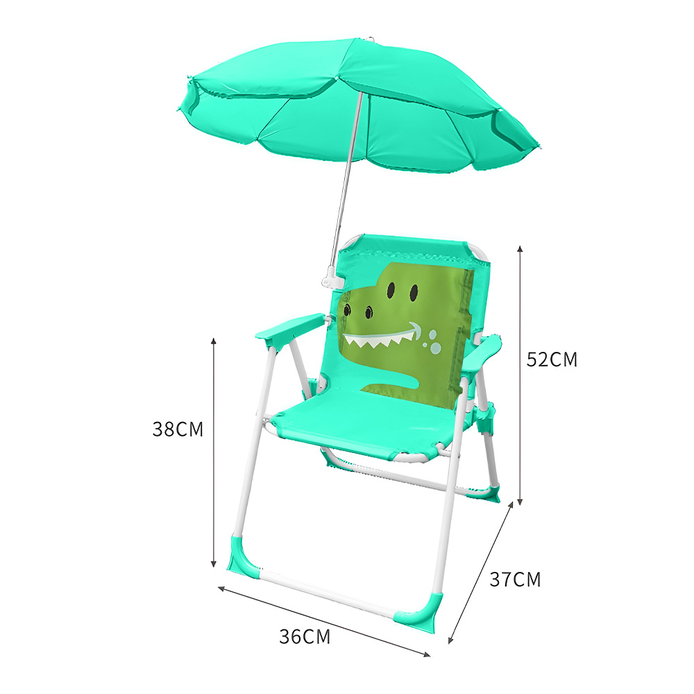 SILLA PARA NIÑOS PLEGABLE CON SOMBRILLA DISEÑO DINO VERDE XC6 - 6