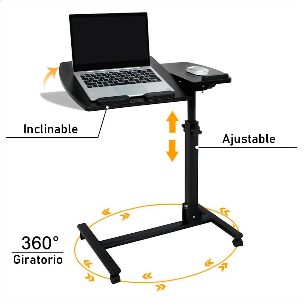 MESA PARA LAPTOP CON RUEDAS PORTÁTIL AJUSTABLE PORTA MOUSE - 5