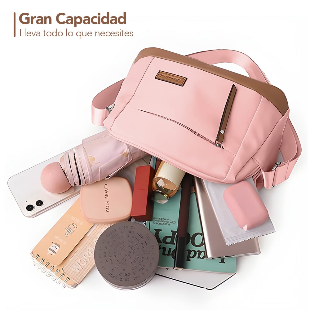 MORRAL PARA MUJER CON CORREA AJUSTABLE Y MULTIPLES BOLSILLOS MELÓN ML5 - 2