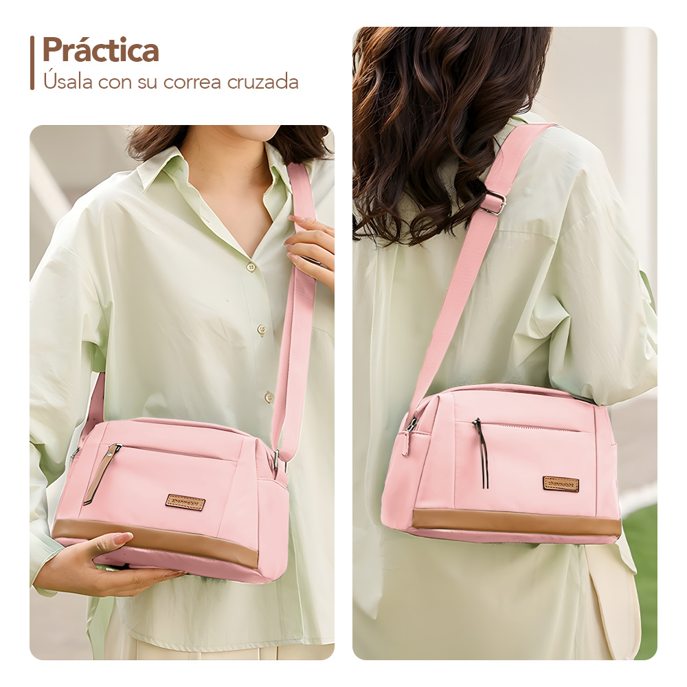 MORRAL PARA MUJER CON CORREA AJUSTABLE Y MULTIPLES BOLSILLOS MELÓN ML5 - 3