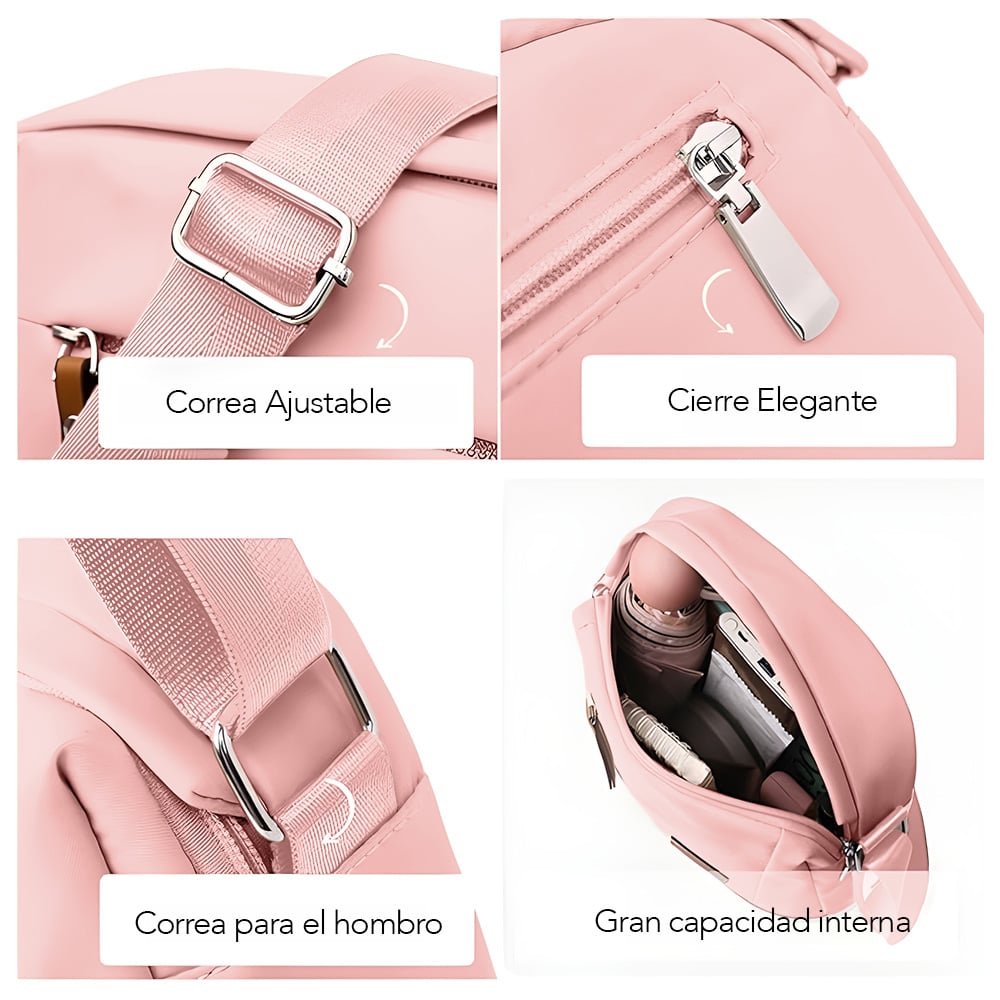 MORRAL PARA MUJER CON CORREA AJUSTABLE Y MULTIPLES BOLSILLOS MELÓN ML5 - 4