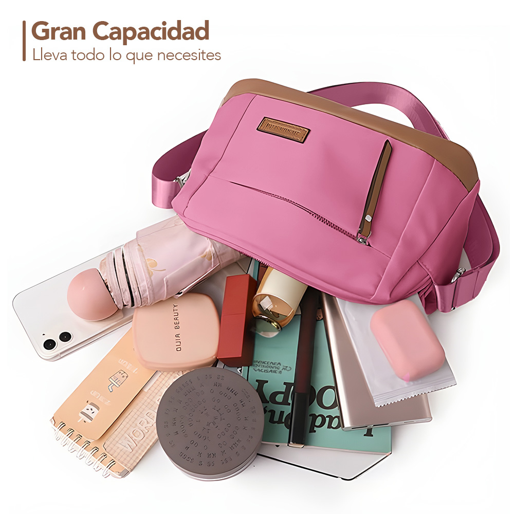 MORRAL PARA MUJER CON CORREA AJUSTABLE Y MULTIPLES BOLSILLOS ROSADO ML5 - 2