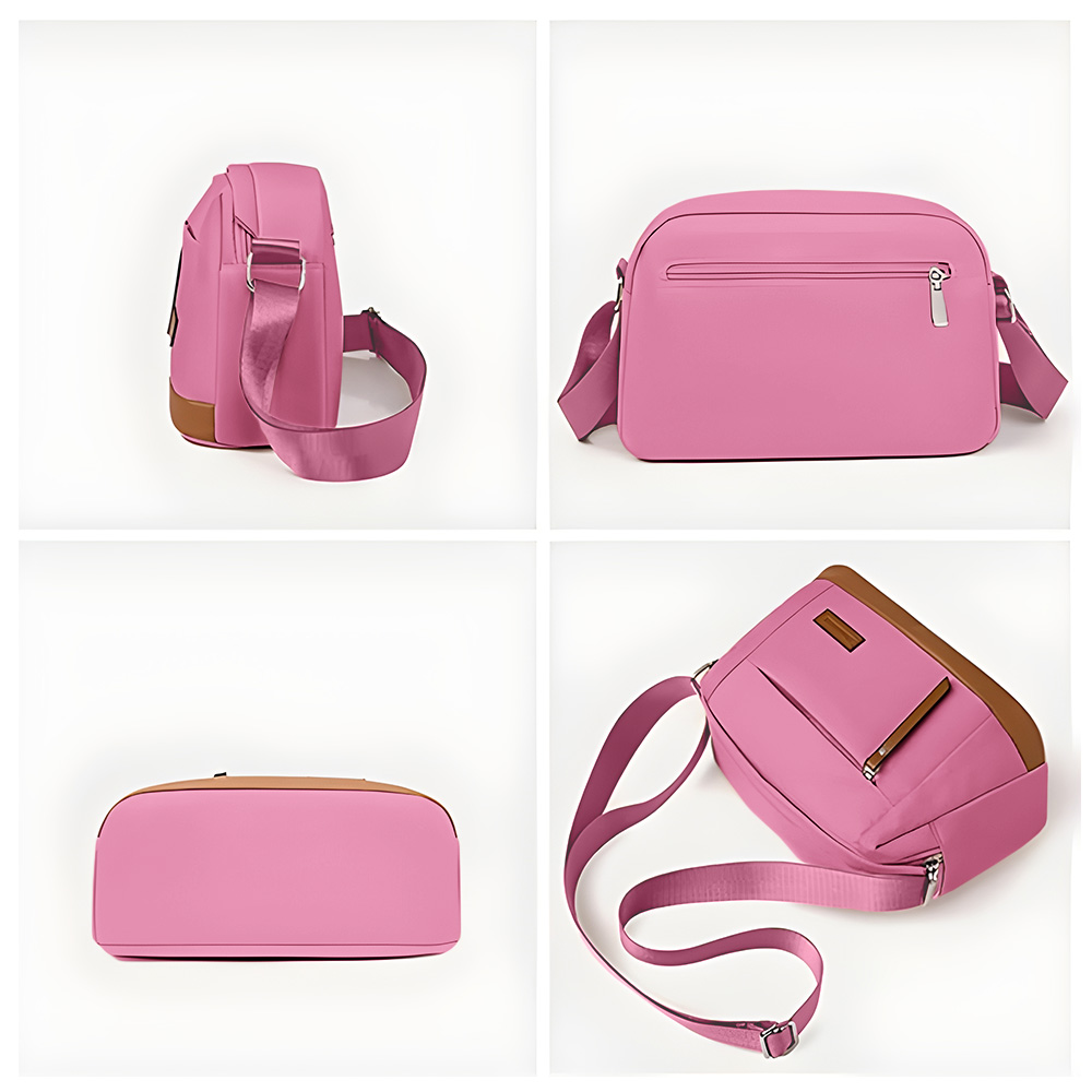 MORRAL PARA MUJER CON CORREA AJUSTABLE Y MULTIPLES BOLSILLOS ROSADO ML5 - 5