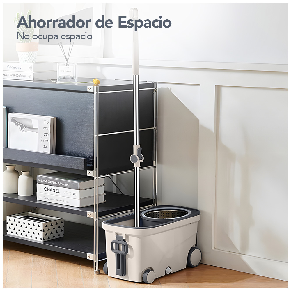 TRAPEADOR GIRATORIO 2 MOPAS CON RUEDAS Y ASA BEIGE S4F - 4