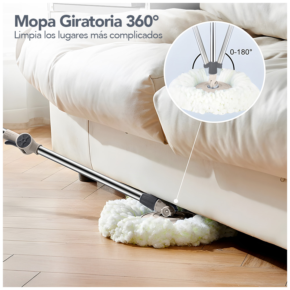 TRAPEADOR GIRATORIO 2 MOPAS CON RUEDAS Y ASA BEIGE S4F - 5