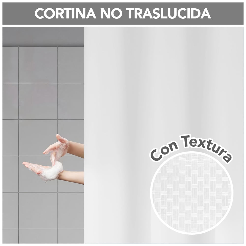CORTINA DE BAÑO IMPERMEABLE PREMIUM BLANCO H66 - 2