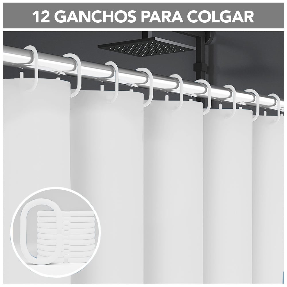 CORTINA DE BAÑO IMPERMEABLE PREMIUM BLANCO H66 - 5
