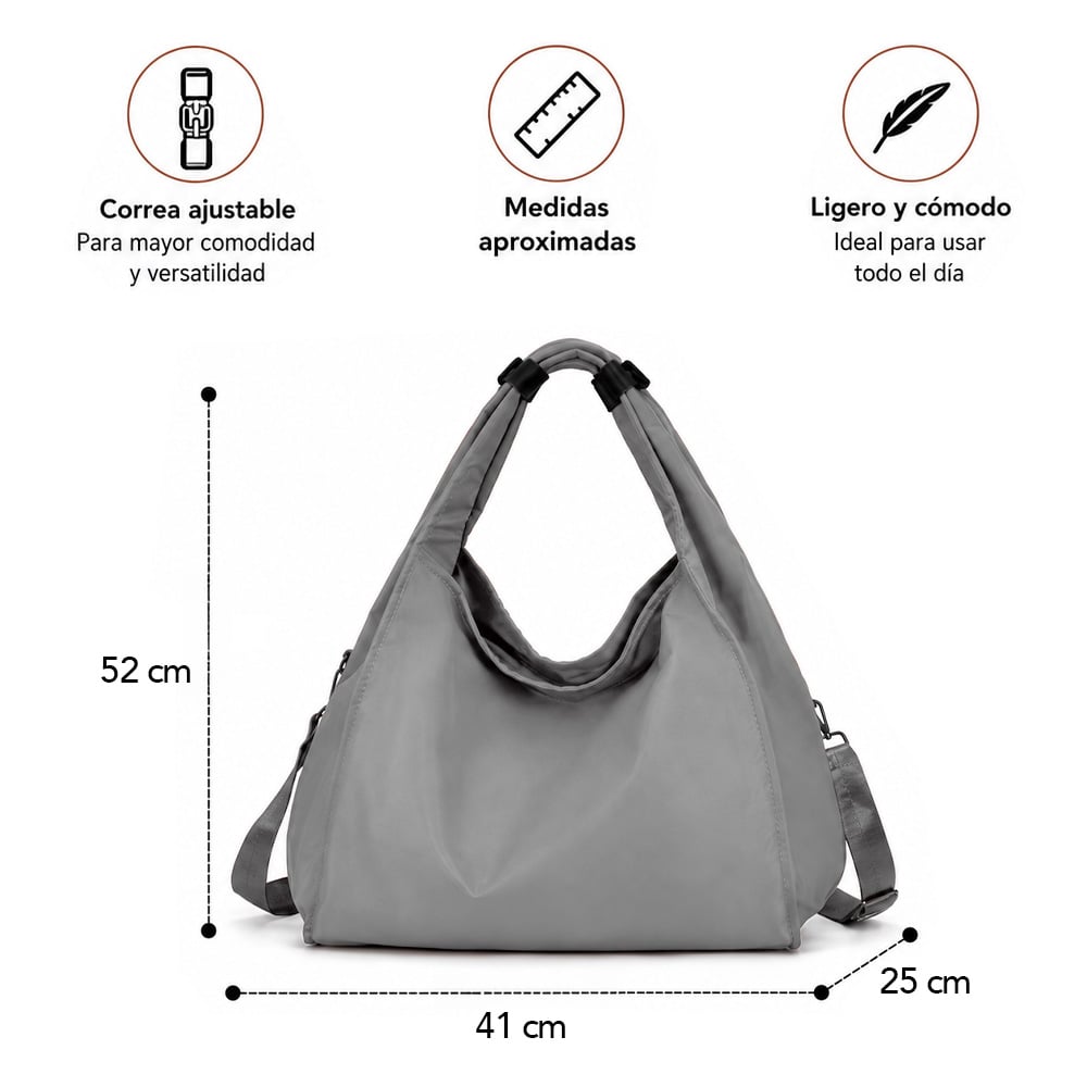 BOLSO PARA MUJER IMPERMEABLE CON GRAN CAPACIDAD Y CORREA AJUSTABLE PLOMO YW8 - 6