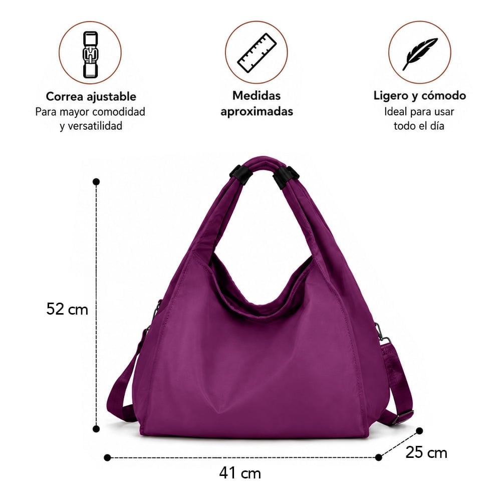 BOLSO PARA MUJER IMPERMEABLE CON GRAN CAPACIDAD Y CORREA AJUSTABLE FUCSIA YW8 - 6