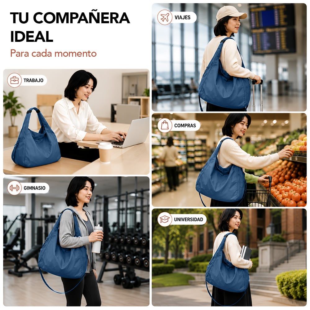BOLSO PARA MUJER IMPERMEABLE CON GRAN CAPACIDAD Y CORREA AJUSTABLE ACERO YW8 - 5