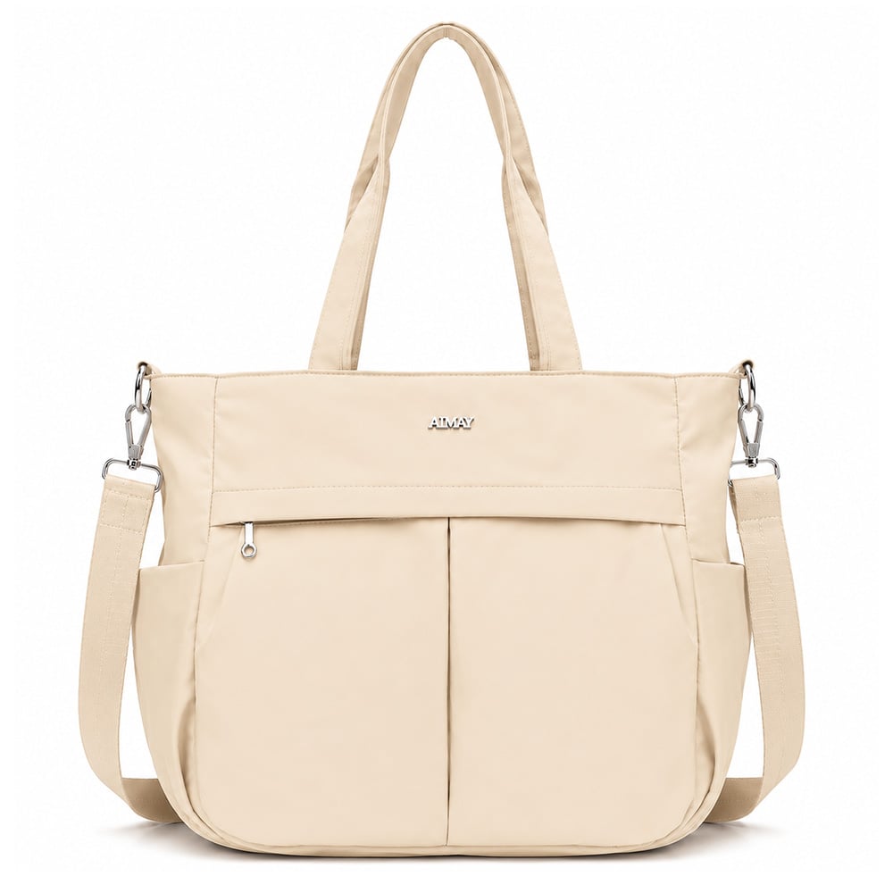 BOLSO PARA MUJER IMPERMEABLE CON GRAN CAPACIDAD Y CORREA AJUSTABLE CREMA CT2 - 1