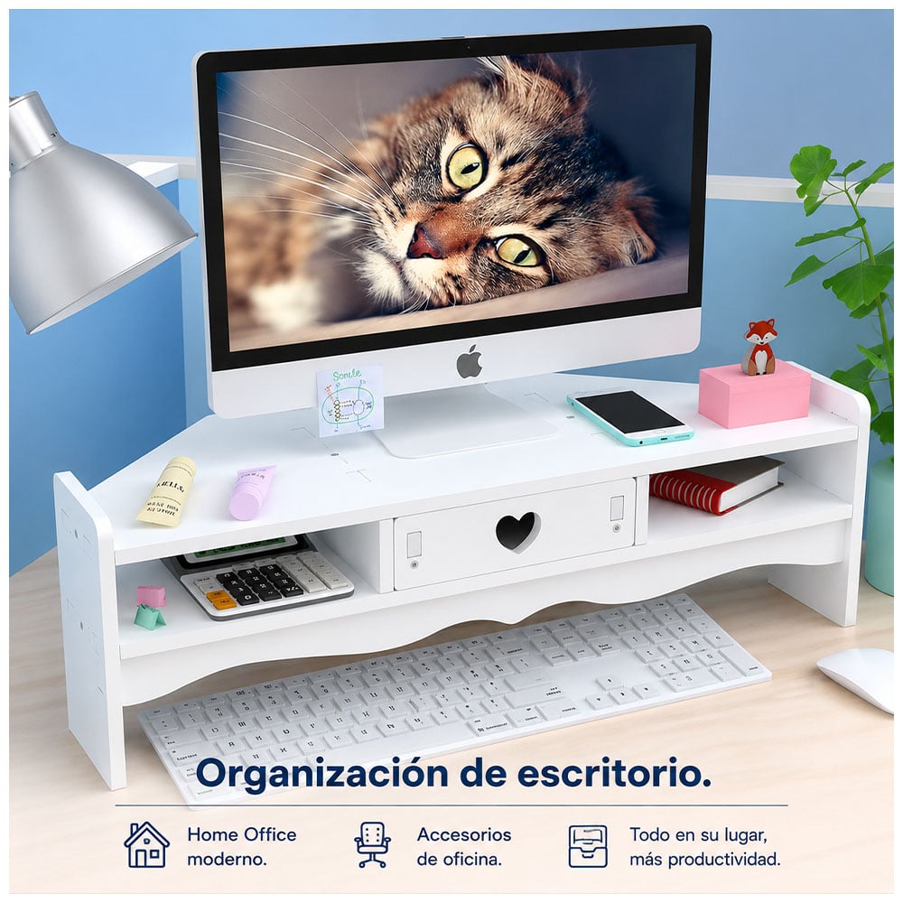 SOPORTE PARA MONITOR CON CAJÓN Y ORGANIZADOR DE ESCRITORIO MULTIFUNCIONAL A43 - 5