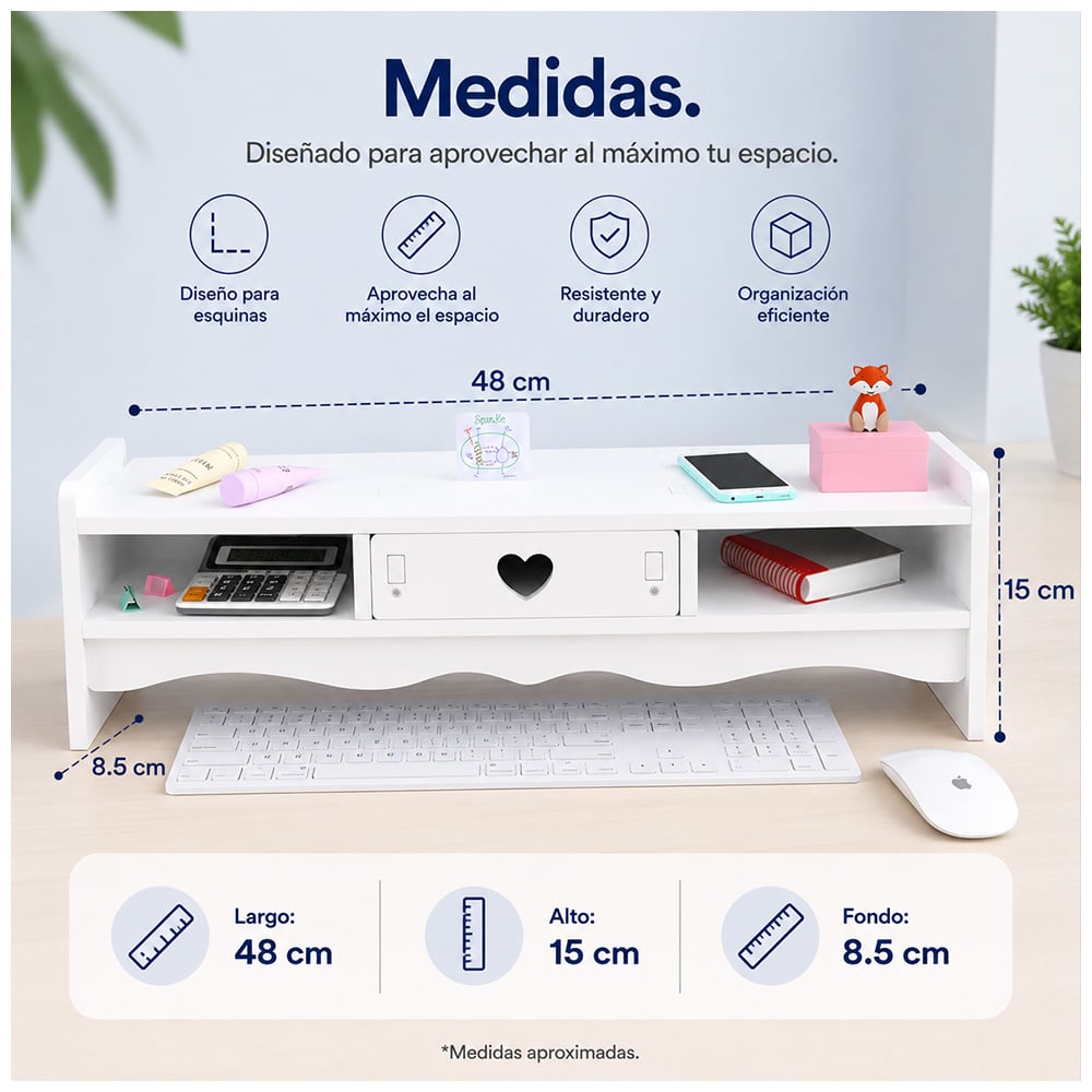 SOPORTE PARA MONITOR CON CAJÓN Y ORGANIZADOR DE ESCRITORIO MULTIFUNCIONAL A43 - 6