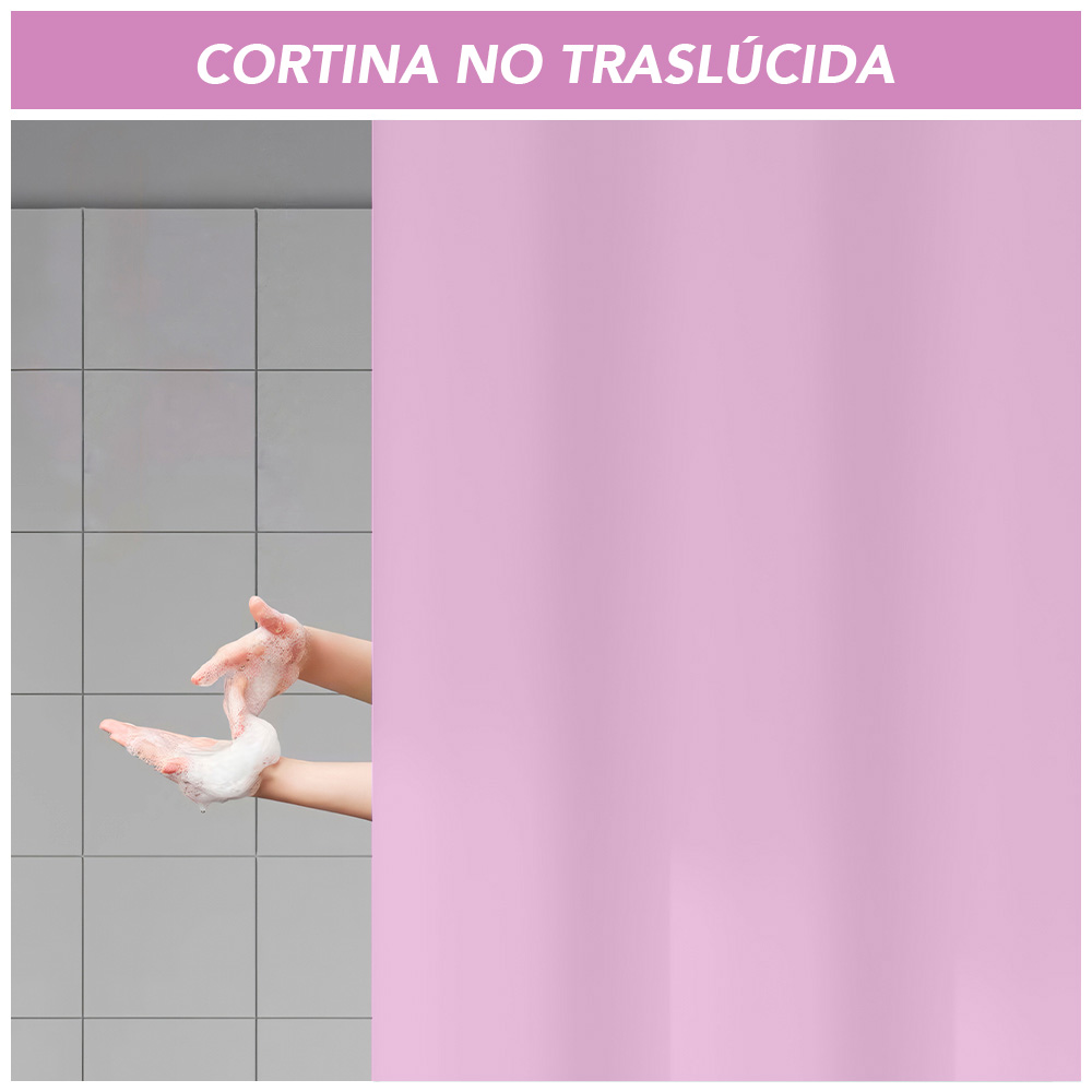 CORTINA DE BAÑO MODERNA IMPERMEABLE ACCESORIO PARA DUCHA ROSADO BB1 - 3