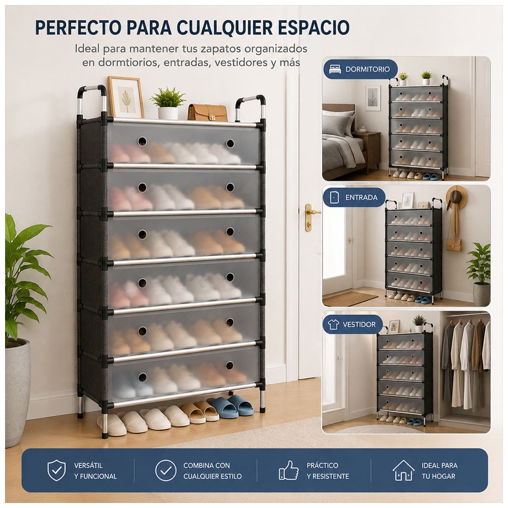 ORGANIZADOR DE ZAPATOS DE 6 NIVELES CON PUERTAS ABATIBLES Z18 - 5