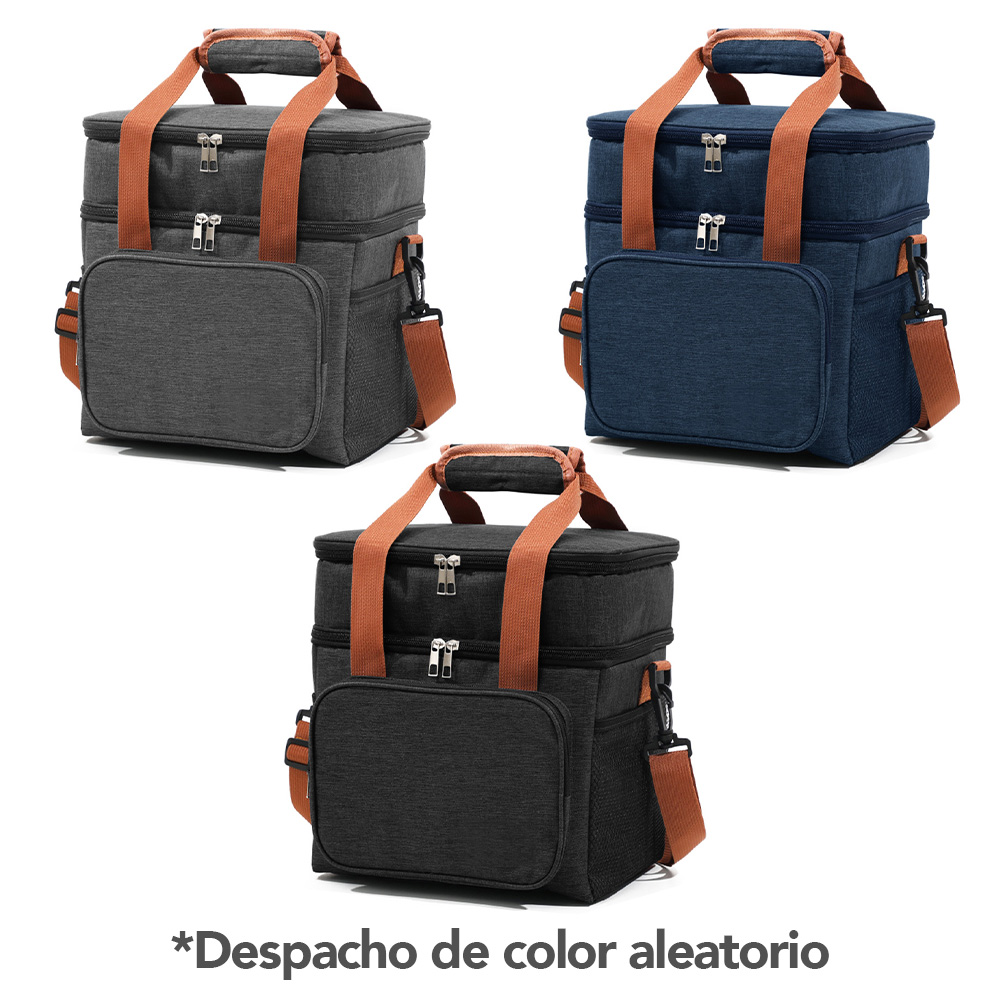 LONCHERA TÉRMICA DOBLE COMPARTIMENTO IMPERMEABLE CON CORREA AJUSTABLE ALEATORIO YG4 - 2