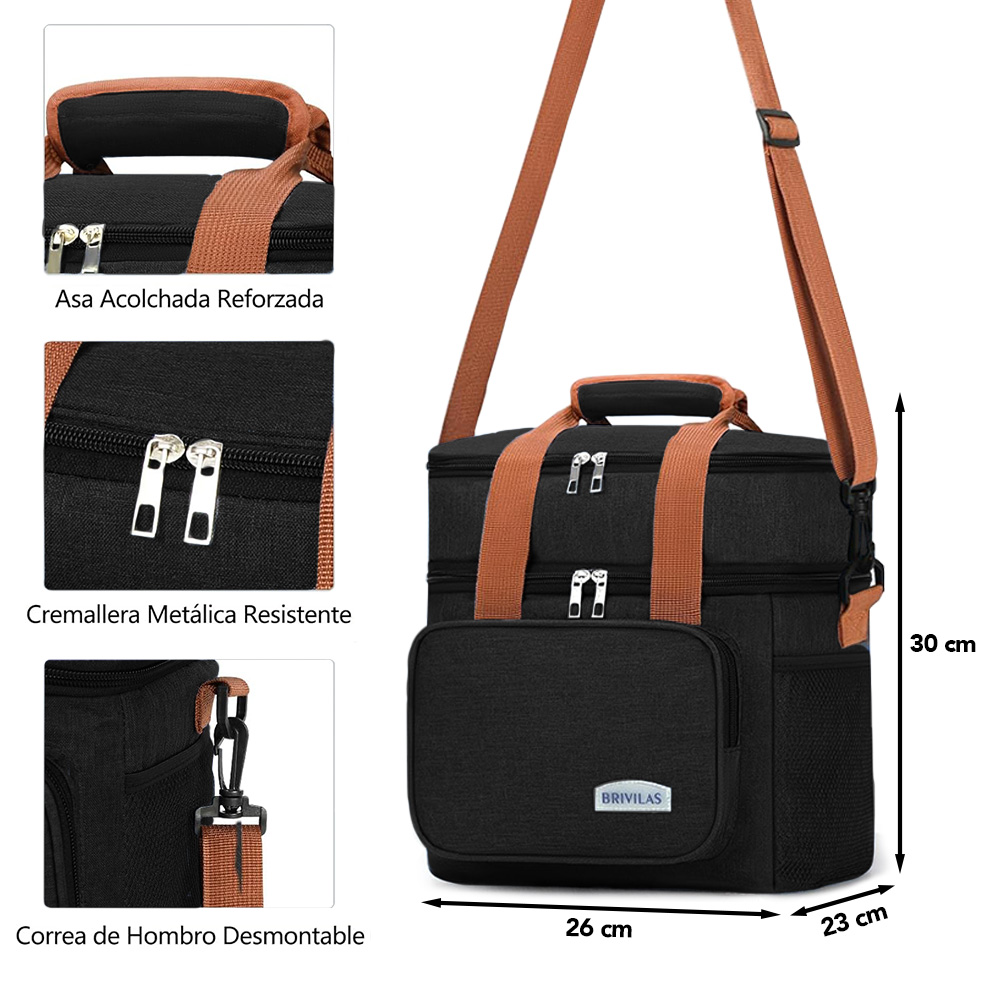 LONCHERA TÉRMICA DOBLE COMPARTIMENTO IMPERMEABLE CON CORREA AJUSTABLE ALEATORIO YG4 - 6