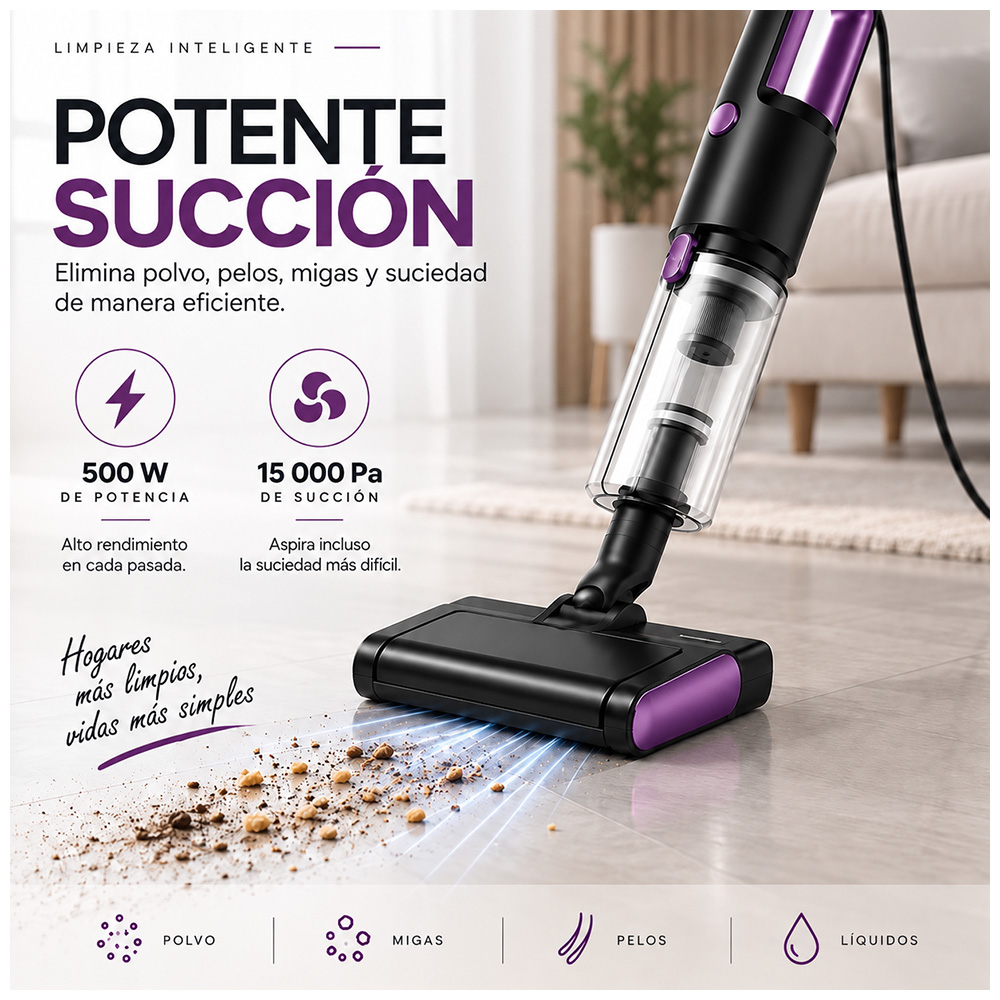 ASPIRADORA MULTIFUNCIONAL EN SECO Y HUMEDO CON CABLE Y ACCESORIOS MORADO A89 - 2