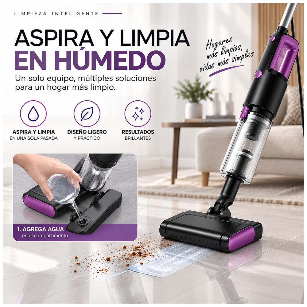 ASPIRADORA MULTIFUNCIONAL EN SECO Y HUMEDO CON CABLE Y ACCESORIOS MORADO A89 - 3